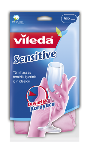 Vileda Candy Pink Sensitive Orta Boy Eldiven nin resmi