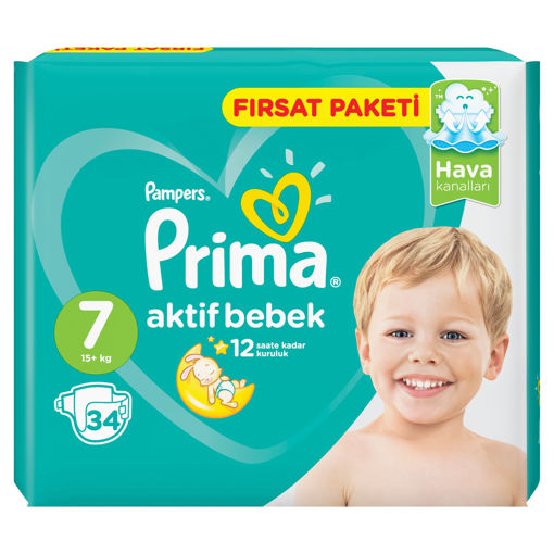 Prima Pampers Aktif Bebek Bezi Beden:7 34'lü nin resmi
