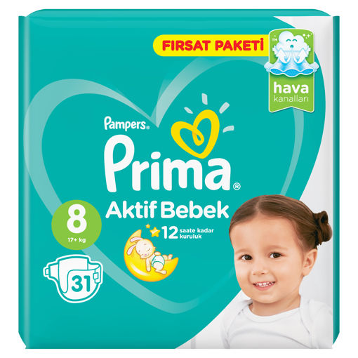 Prima Aktif Bebek Fırsat Paketi Bebek Bezi Beden:8 nin resmi