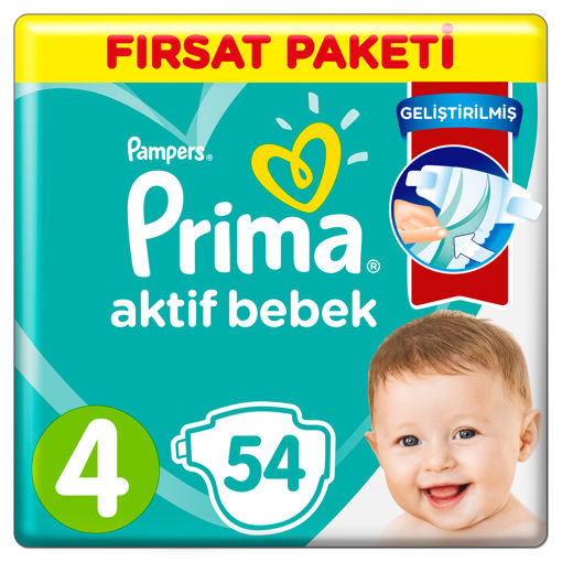 Prima Pampers Aktif Bebek Fırsat Paketi Bebek Bezi Beden:4 54'lü nin resmi