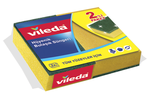 Vileda Yeşil Oluklu Bulaşık Süngeri 1+1 nin resmi