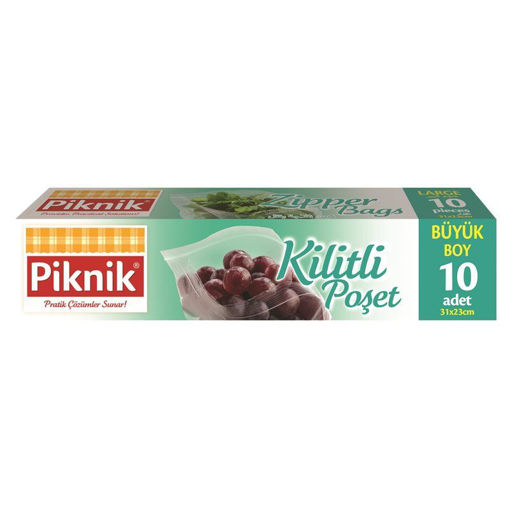 Piknik Kilitli Büyük Boy Buzdolabı Poşeti 10'lu nin resmi