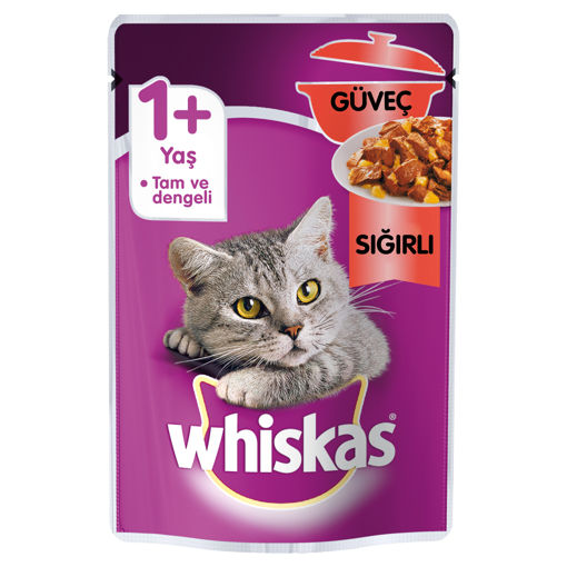 Whiskas Pouch Güveç Sığır Etli Kedi Maması 85 Gr nin resmi