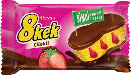 Ülker Çikolata & Çilekli Sekiz Kek 55Gr nin resmi