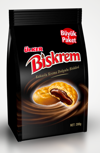 Biskrem Kakaolu Krema Dolgulu Büyük Poşet Bisküvi 200 Gr nin resmi