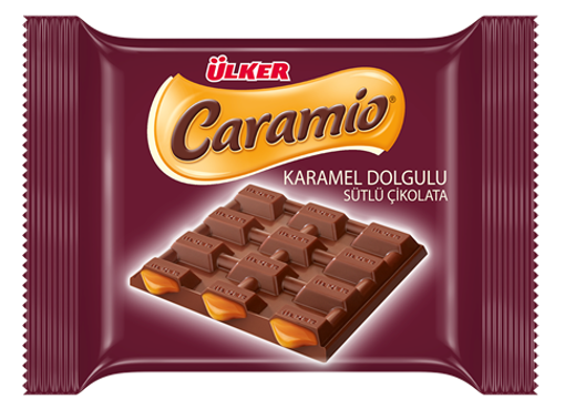 Caramio Karemel Dolgulu Sütlü Kare Çikolata 55 Gr nin resmi