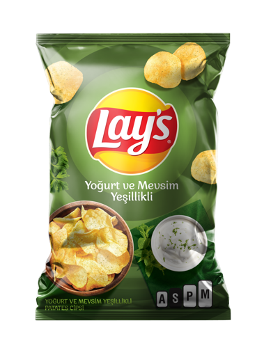 Lay's Fırından Yoğurt ve Mevsim Yeşillikleri Çeşnili Patates Cipsi Süper Boy 125 Gr nin resmi