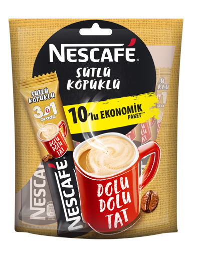 Nescafe 3'ü 1 Arada Sütlü Köpüklü 10*18 Gr nin resmi