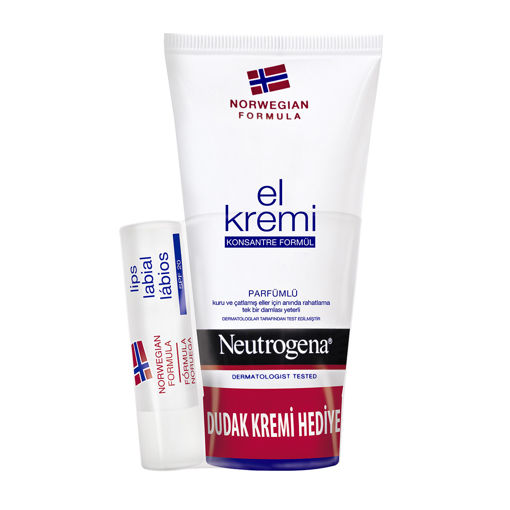 Neutrogena Parfümlü El Kremi 75 ML + Neutrogena Dudak Nemlendiricisi nin resmi