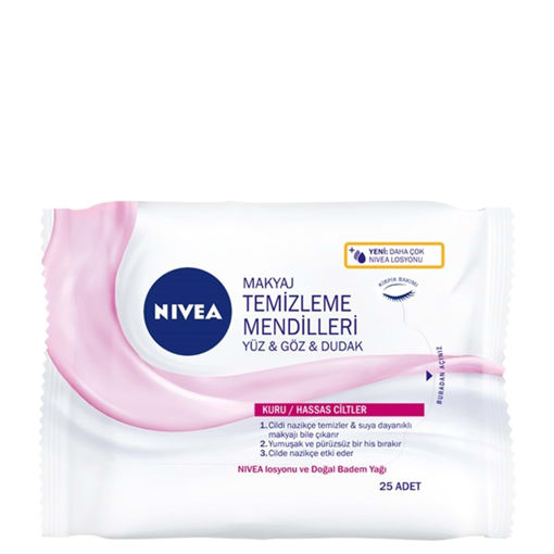Nivea Kuru ve Hassas Ciltler İçin Makyaj Temizleme Mendili 25'li nin resmi