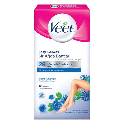 Veet Easy-Gelwax Hassas Ciltler İçin Soğuk Ağda Bandı 12'li nin resmi
