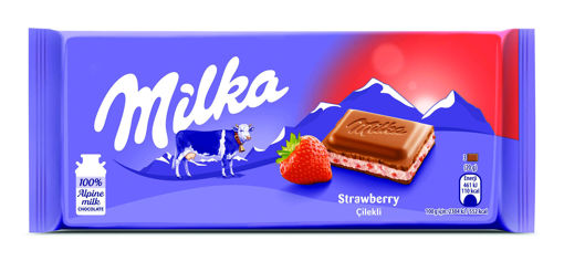 Milka Çilekli&Yoğurtlu Tablet Çikolata 100 Gr nin resmi