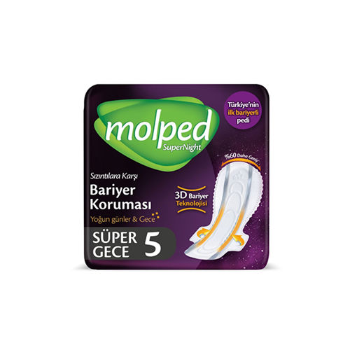 Molped Super Night Süper Gece Hijyenik Ped 5'li nin resmi