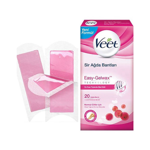 Veet Easy-Gelwax Normal Ciltler İçin Soğuk Ağda Bandı 20'li nin resmi