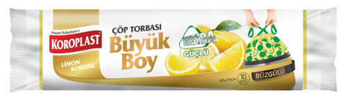 Koroplast Limon Kokulu Ekstra Güçlü Büzgülü Büyük Boy Çöp Torbası nin resmi