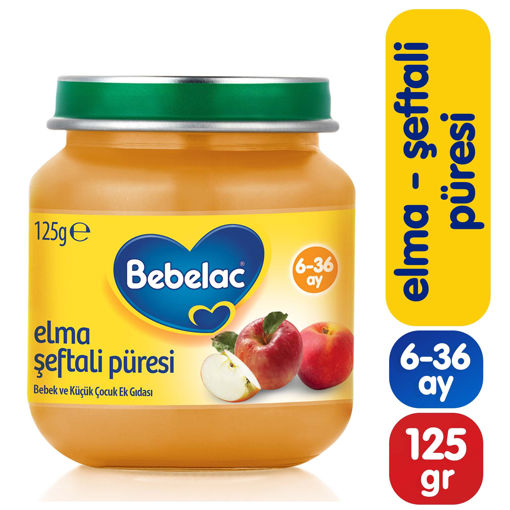 Bebelac Elma Şeftali Püresi Kavanoz Maması 125 Gr nin resmi