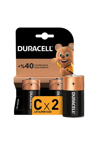 Duracell C Beden Alkalin Orta Boy Pil 2'li nin resmi