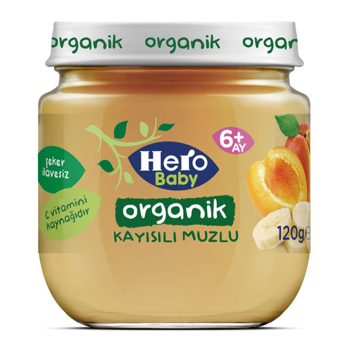 Hero Baby Organik Kayısılı Muzlu Kavanoz Maması 120 Gr nin resmi