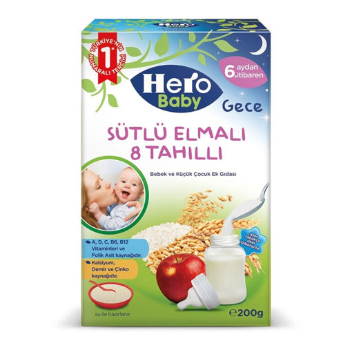 Hero Baby Sütlü Elmalı 8 Tahıllı Kaşık Maması 200 Gr nin resmi