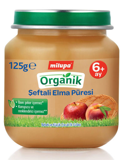 Milupa Organik Şeftali Elma Kavanoz Maması 125 Gr nin resmi