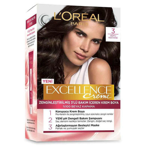 L'Oreal Paris Excellence Creme 3 Koyu Kestane Saç Boyası nin resmi