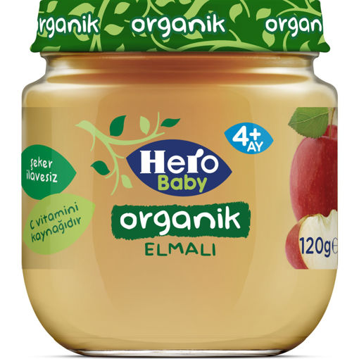 Hero Baby Organik Elma Püresi Kavanoz Mama 120 Gr nin resmi