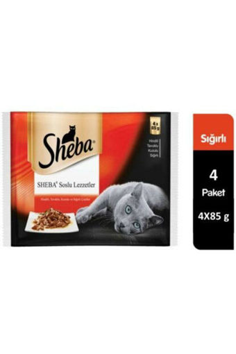 Sheba Pouch Etli Çeşitler Kedi Maması 4*85 Gr nin resmi