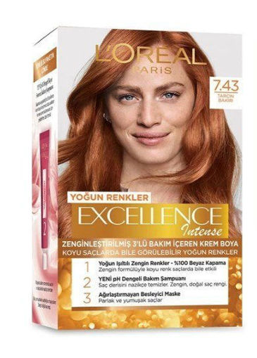 L'Oreal Paris Excellence Intense 7.43 Tarçın Bakır Saç Boyası nin resmi