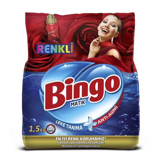 Bingo Matik Renkliler için Toz Çamaşır Deterjanı 1,5 Kg nin resmi