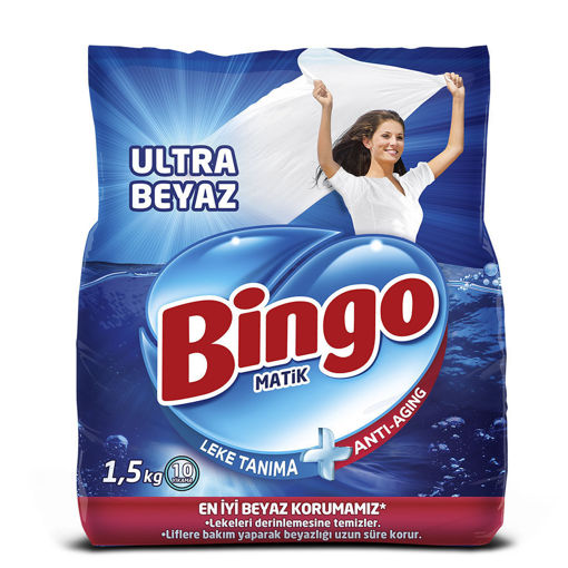 Bingo Ultra Beyaz Beyazlar için Toz Deterjan 10 Yıkama 1,5 Kg nin resmi