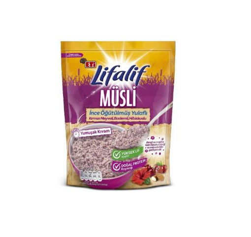 Eti Lifalif İnce Öğütülmüş Yulaflı Kırmızı Meyveli, Bademli, Hibiskuslu Müsli nin resmi