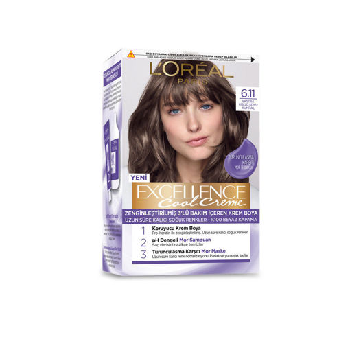 Loreal Paris Excellence Cool Creme 6.11 Ekstra Küllü Koyu Kumral Saç Boyası nin resmi