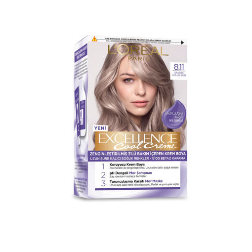 Loreal Paris Excellence Cool Creme 8.11 Ekstra Küllü Sarı Saç Boyası nin resmi