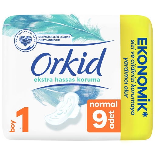 Orkid Extra Hassas Koruma Normal Hijyenik Ped 9'lu nin resmi