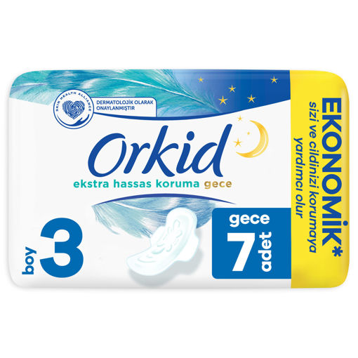 Orkid Extra Hassas Koruma Gece Extra Hijyenik Ped 7'li nin resmi