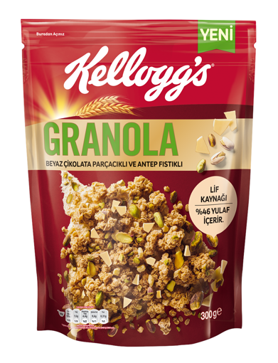 kellogg's Granola Beyaz Çikolata Parçacıklı Ve Antep Fıstıklı 300 Gr nin resmi