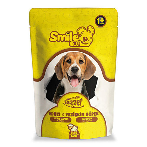 Smile Dog Kuzulu Pouch Küçük&Orta Irk Köpek Maması 100 Gr nin resmi