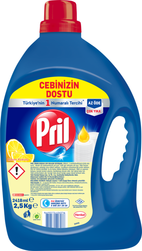 Pril Üçlü Güç Limon Kokulu Sıvı Bulaşık Deterjanı 2500 Ml nin resmi