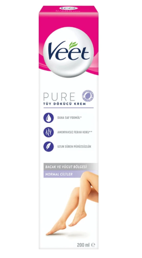 Veet Pure Normal Ciltler İçin Tüy Dökücü Krem 200Ml nin resmi