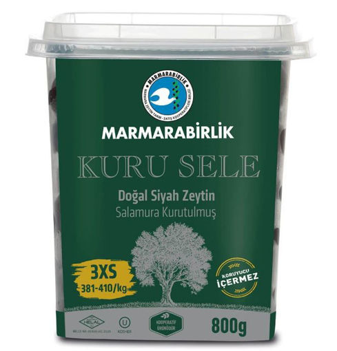 Marmara Birlik Kuru Sele Doğal Siyah Zeytin 800 Gr nin resmi