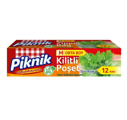 Piknik Kilitli Orta Boy Buzdolabı Poşeti 12'li nin resmi