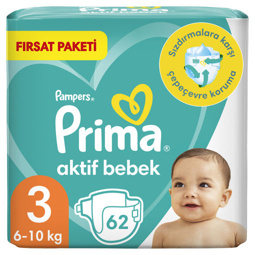 Prima Pampers Aktif Bebek Fırsat Paketi Bebek Bezi Beden:3 62'li nin resmi