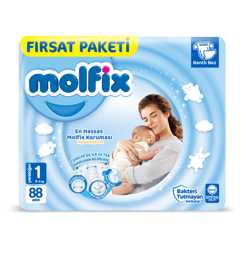 Molfix Bebek Bezi 1 Beden Yenidoğan Fırsat Paketi 88 Adet nin resmi