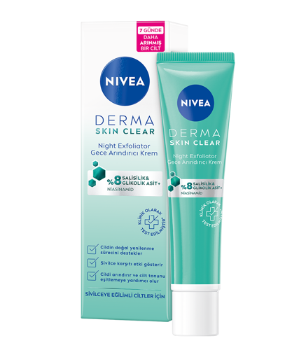 Nivea Derma Skin Clear Sivilceye Eğilimli Ciltler İçin Gece Arındırıcı Kremi nin resmi