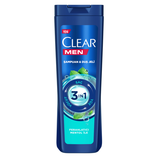 Clear Men 3'ü 1 Arada Menollü Duş Jeli & Şampuan & Yüz Bakımı 350ml nin resmi