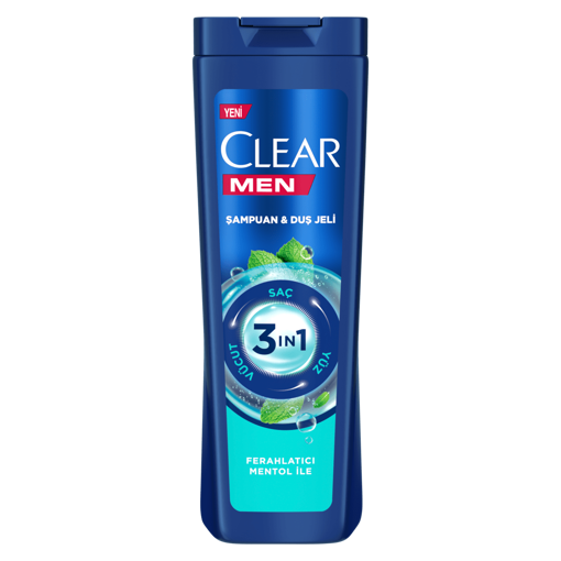 Clear Men 3'ü 1 Arada Mentollü Duş Jeli & Şampuan & Yüz Bakımı 350ml nin resmi