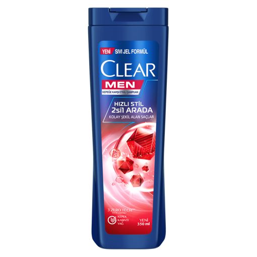 Clear Men 2'si 1  Arada Şampuan ve Saç Kremi Kolay Şekil Alan Saçlar 350 ml nin resmi