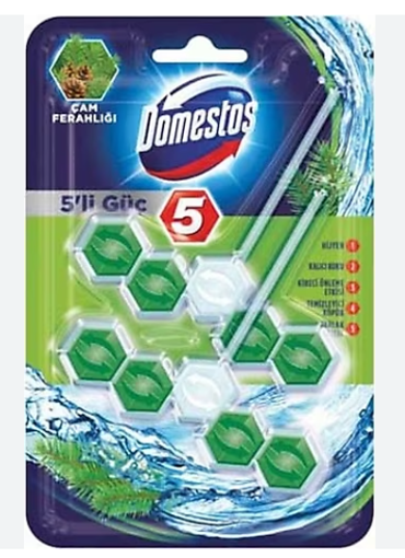 Domestos 5'li Güç Çam Ferahlığı İkiliTuvalet Bloğu nin resmi