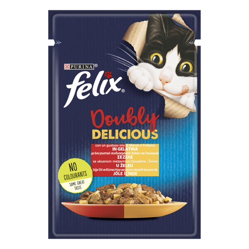 Felix Çifte Lezzet Sığır&Tavuk Yaş Kedi Maması 85 Gr nin resmi