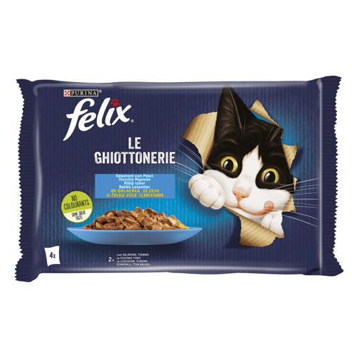 Felis Somonlu Avantjlı Paket Kedi Maması 4*85 Gr nin resmi